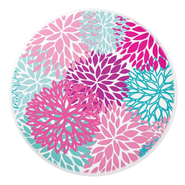 Bouton De Porte En Céramique Motif floral lumineux 2 (Devant)