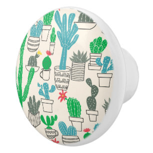 Bouton De Porte En Céramique Motif floral naturel mignon de cactus