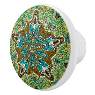 Bouton De Porte En Céramique Motif géométrique de dentelle Vintage colorée