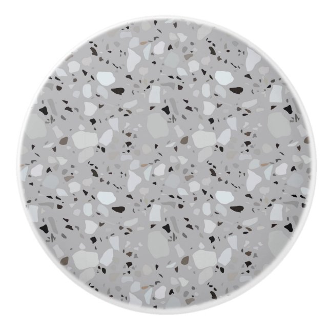 Bouton De Porte En Céramique Motif Grey Terrazzo (Devant)