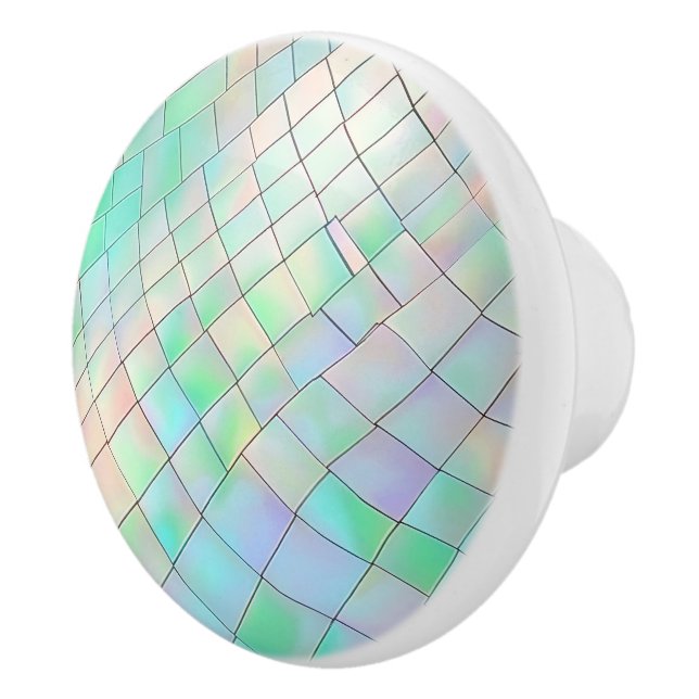 Bouton De Porte En Céramique Motif holographique vert et violet (Droite)