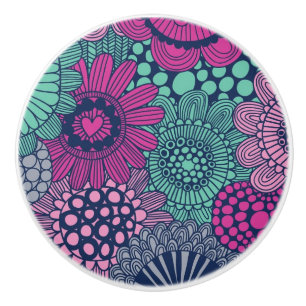 Bouton De Porte En Céramique Motif lumineux élégant des fleurs magnifiques