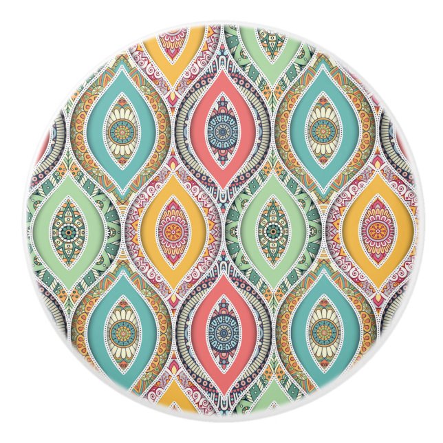 Bouton De Porte En Céramique Motif Mandala (Devant)