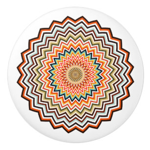 Bouton De Porte En Céramique Motif Mandala Zigzag