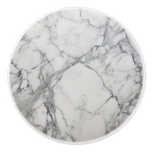 Bouton De Porte En Céramique Motif marbre gris clair