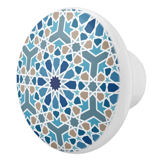 Bouton De Porte En Céramique Motif marocain en carreaux (Droite)