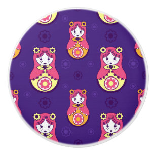 Bouton De Porte En Céramique Motif Matreshka