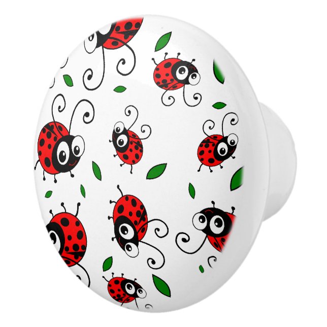 Bouton De Porte En Céramique Motif mignon de coccinelle (Droite)