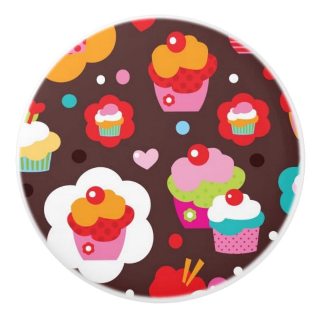 Bouton De Porte En Céramique Motif mignon de gâteau de tasse (Devant)