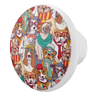 Bouton De Porte En Céramique Motif mignon de mode de chiot