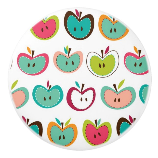 Bouton De Porte En Céramique Motif mignon de pomme (Devant)