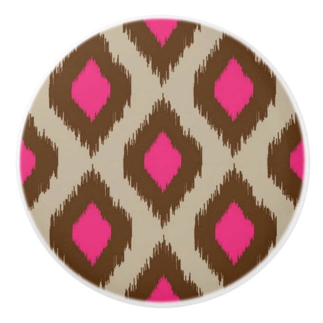 Bouton De Porte En Céramique Motif moderne d'ikat (Devant)