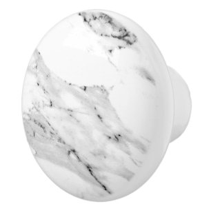 Bouton De Porte En Céramique Motif moderne en marbre blanc gris noir