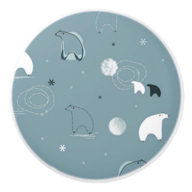 Bouton De Porte En Céramique motif montrant un polaire mignon (Devant)