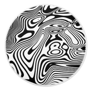 Bouton De Porte En Céramique Motif noir et Marbre blanc