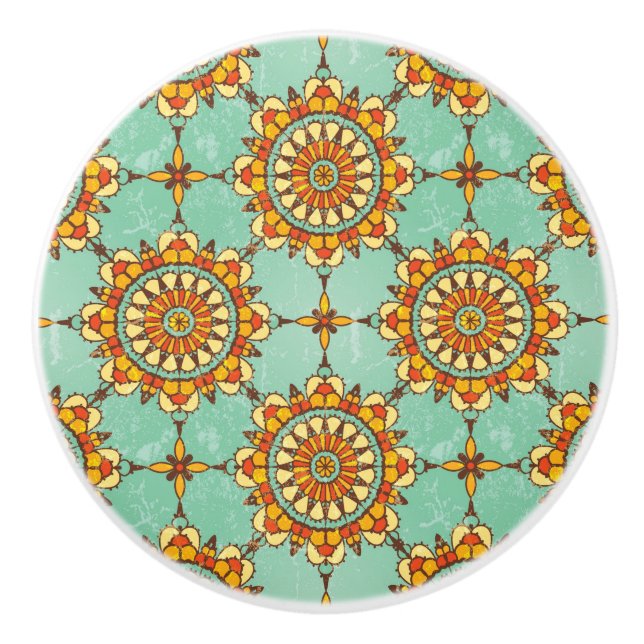 Bouton De Porte En Céramique motif ornemental (Devant)