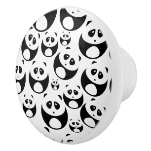 Bouton De Porte En Céramique Motif Panda noir et blanc Kawaii