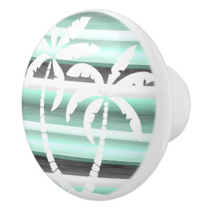 Bouton De Porte En Céramique Motif Pastel Mint Green Grey