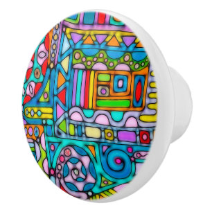 Bouton De Porte En Céramique Motif Peint À La Main Et Numériquement Art 53