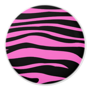 Bouton De Porte En Céramique Motif Poster de animal noir rose chaud