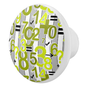 Bouton De Porte En Céramique Motif rétro lumineux de calcul arithmétique coloré