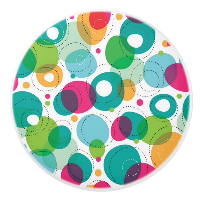 Bouton De Porte En Céramique Motif rond d'enfants de bulles (Devant)