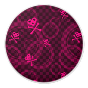 Bouton De Porte En Céramique Motif rose d'Emo avec des cercles