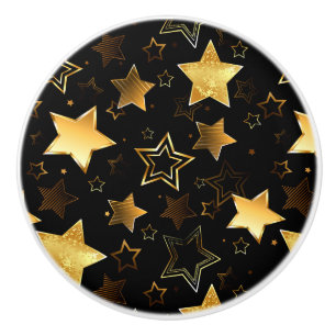 Bouton De Porte En Céramique Motif sans couture avec étoiles d'or