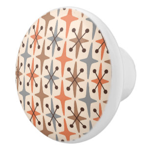 Bouton De Porte En Céramique Motif Starburst moderne du milieu du siècle