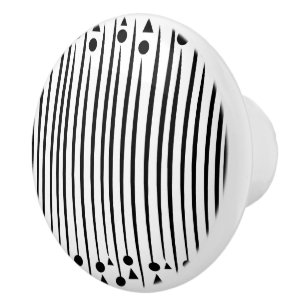 Bouton De Porte En Céramique Motif triangle cercle noir et blanc