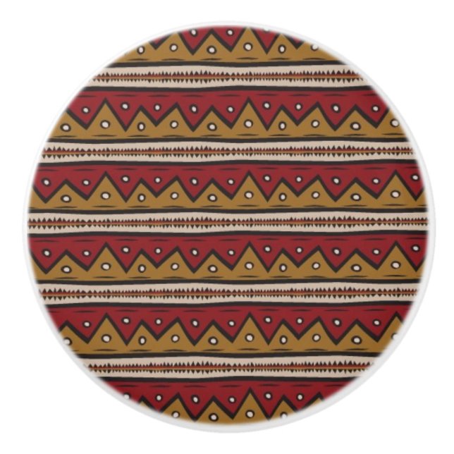 Bouton De Porte En Céramique Motif tribal (Devant)