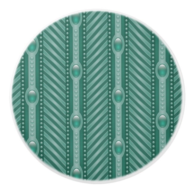 Bouton De Porte En Céramique Motif turquoise ornemental (Devant)