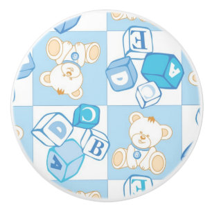Bouton De Porte En Céramique Motif vérifié d'ours de nounours