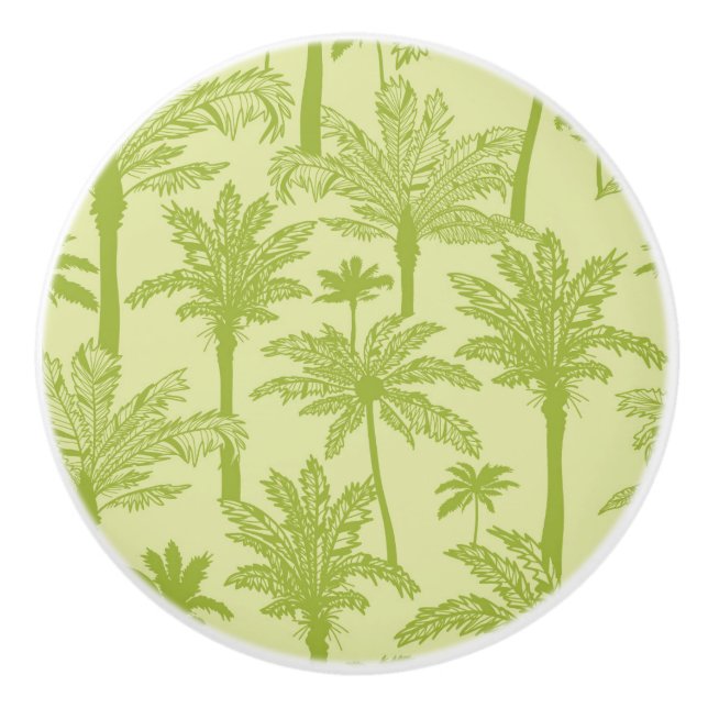 Bouton De Porte En Céramique Motif vert de palmiers (Devant)