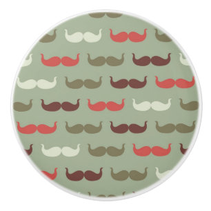 Bouton De Porte En Céramique Motif vintage avec la moustache