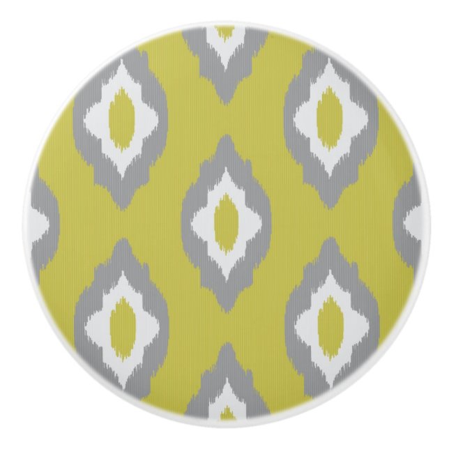 Bouton De Porte En Céramique Motif vintage d'Ikat (Devant)