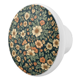 Bouton De Porte En Céramique Motif vintage floral