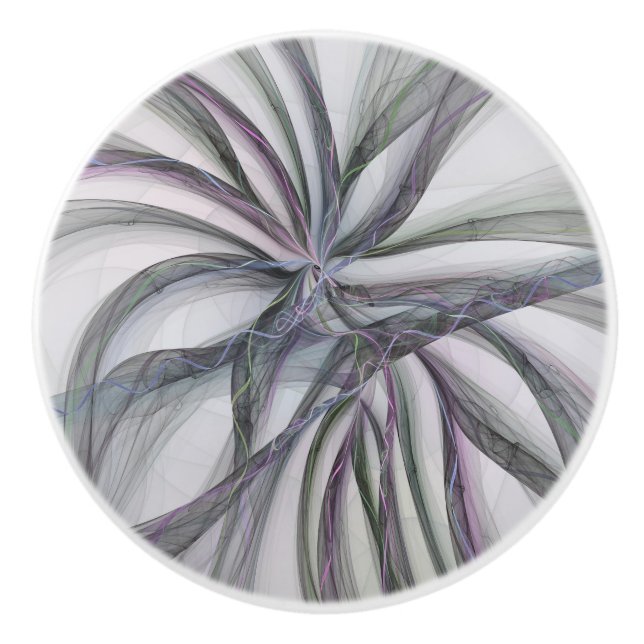 Bouton De Porte En Céramique Motions Filigree Moderne Abstrait pivotant Fractal (Devant)