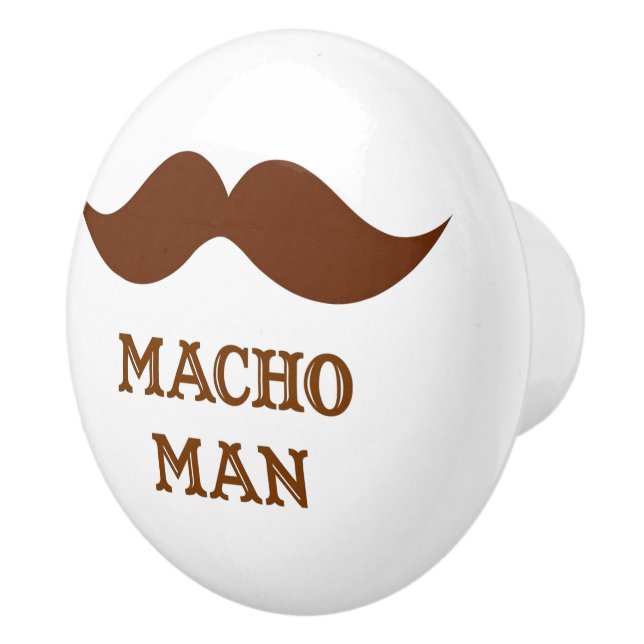 Bouton De Porte En Céramique Moustache macho drôle d'homme (Droite)