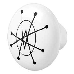 Bouton De Porte En Céramique Moyen-siècle moderne Abstrait MCM MOD Spoutnik