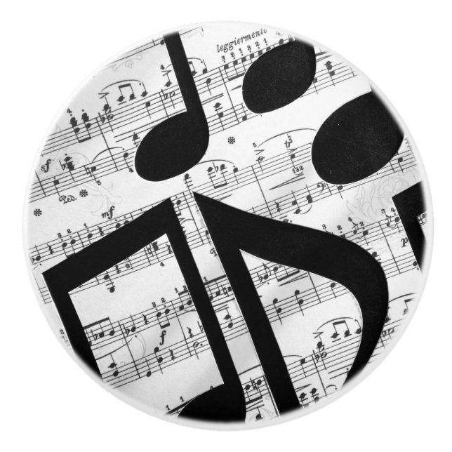 Bouton De Porte En Céramique Musique de feuille Artsy (Devant)