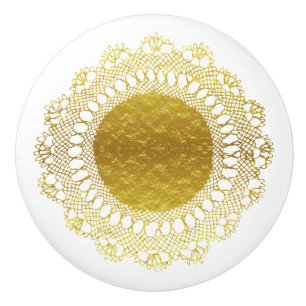 Bouton De Porte En Céramique Napperon victorien moderne de dentelle de crochet