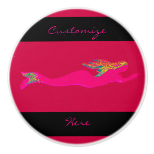 Bouton De Porte En Céramique natation rose mermaid