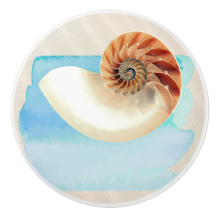 Bouton De Porte En Céramique Nautilus Coquillage et sable