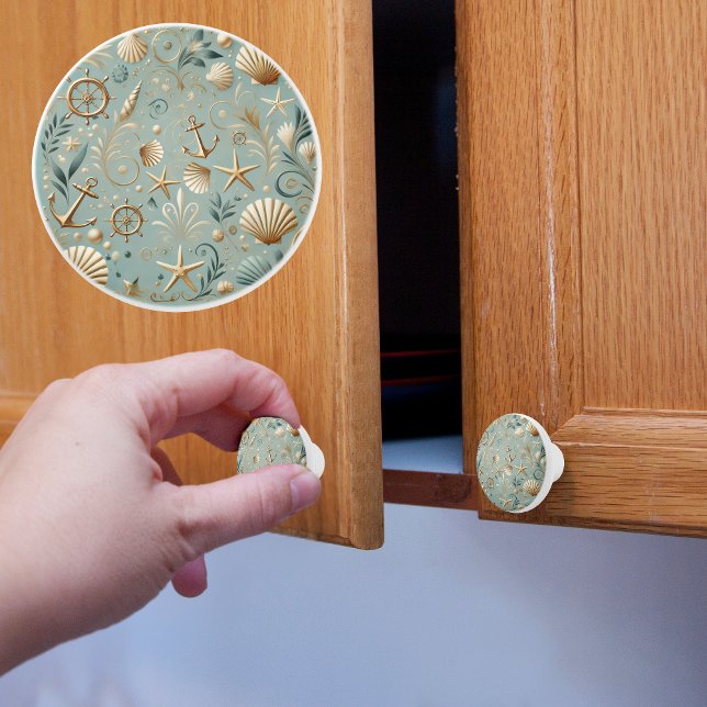 Bouton De Porte En Céramique Nautique Élégant (Créateur téléchargé)