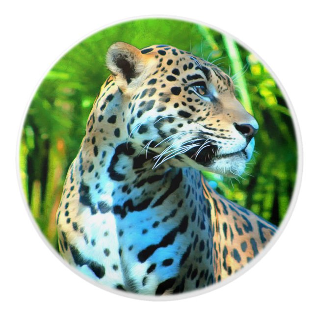 Bouton De Porte En Céramique Nayla le Jaguar (Devant)