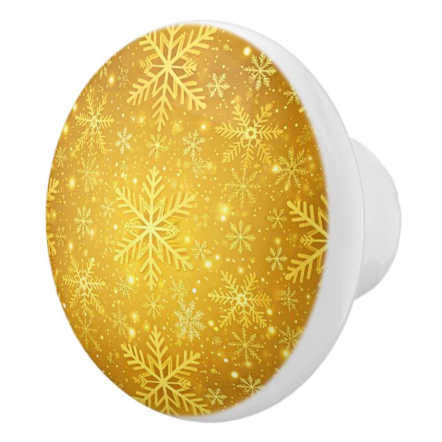 Bouton De Porte En Céramique Neige dorée (Droite)