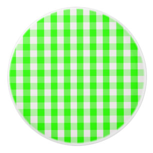 Bouton De Porte En Céramique Neon Green En vichy Motif par Shirley Taylor