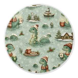 Bouton De Porte En Céramique Nessie de Noël Monstre du Loch Ness Confortable Cr