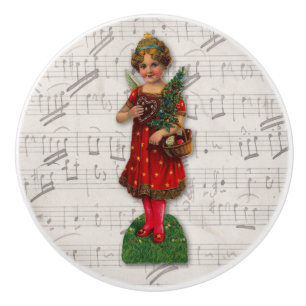 Bouton De Porte En Céramique Noël Angel Vintage Christian Victorian Girl